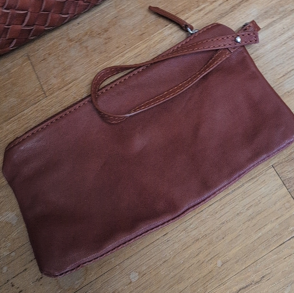 Falorni Luxury Woven Soft Leather Tote NWOT Reddish Brown - Picture 2 of 16